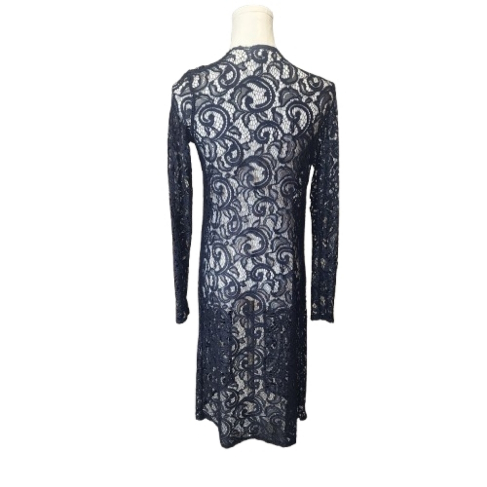 Witchey Goth Black Lace Long Sleeve Long Jacket Style  Cover Up - Picture 2 of 8